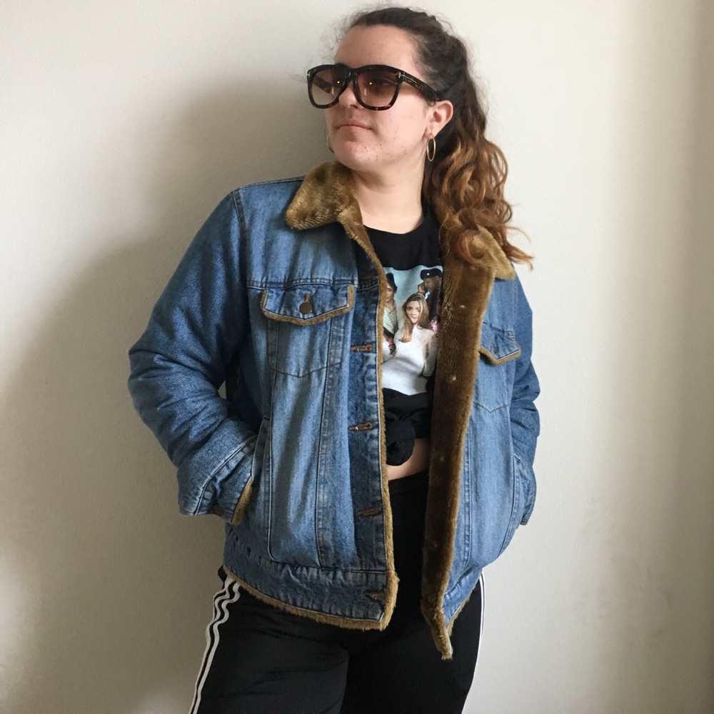 Faux fur denim jacket